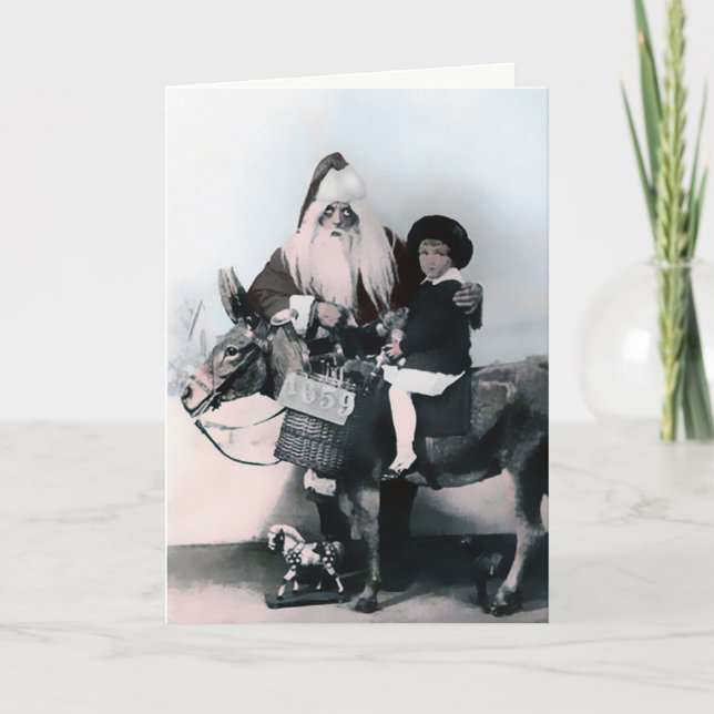 Cartão de Natal de Papais noeis Vintage Creepy (Frente)