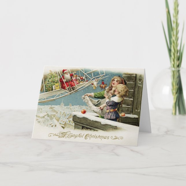 Cartão de Natal de Papais noeis Voadores (Frente)