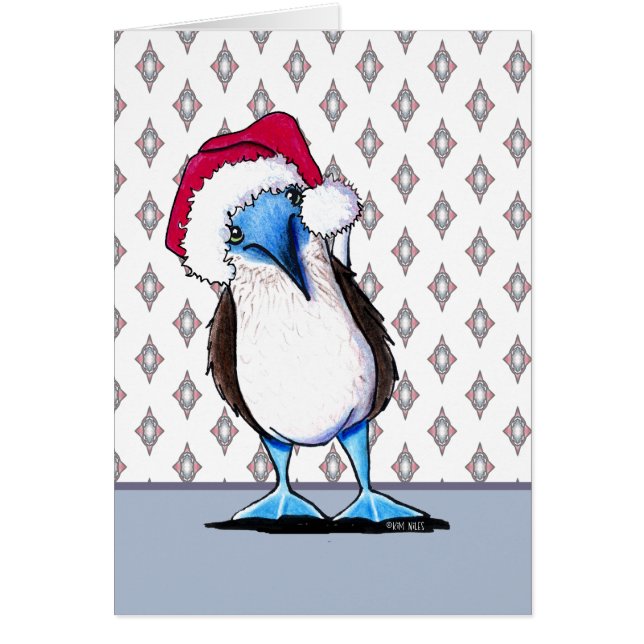 Cartão de Natal de Pássaro de Pé Azul (Frente)