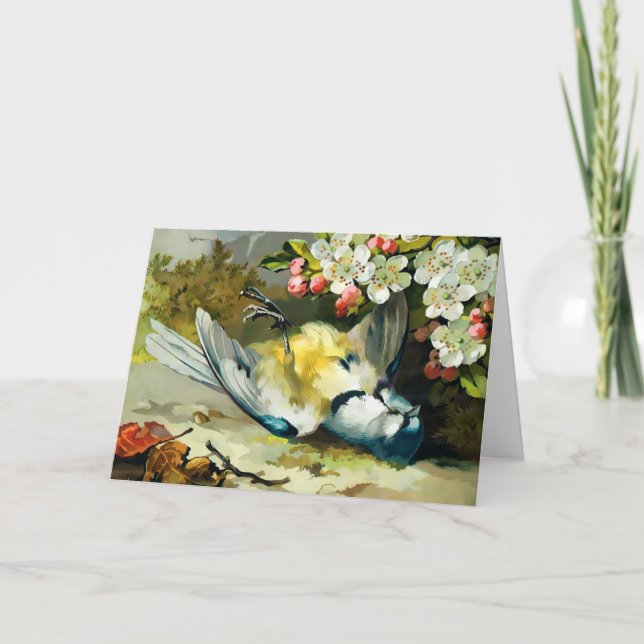 Cartão de Natal de Pássaro Morto Vitoriano (Frente)