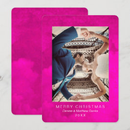 Cartão de Natal de Pavão Rosa em Aquarela Crocus