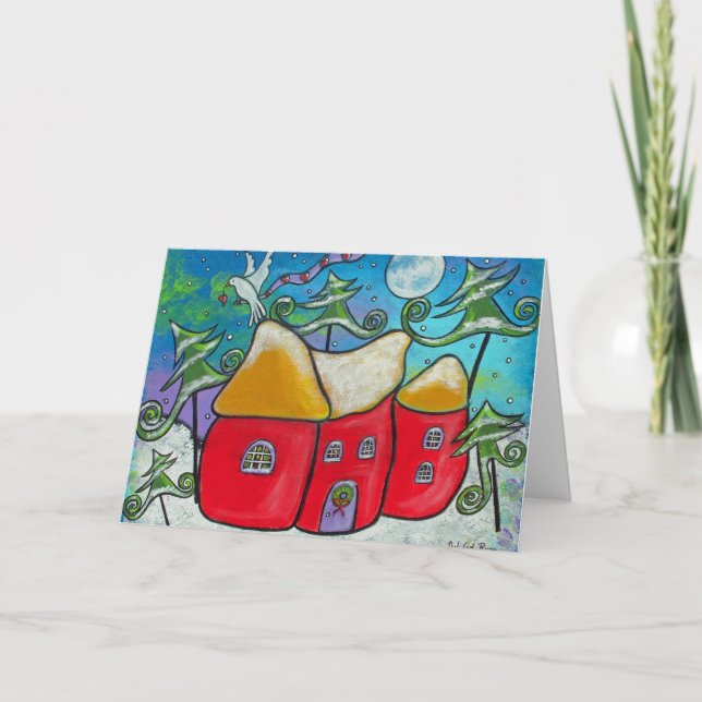 Cartão de Natal de Paz de inverno (Frente)