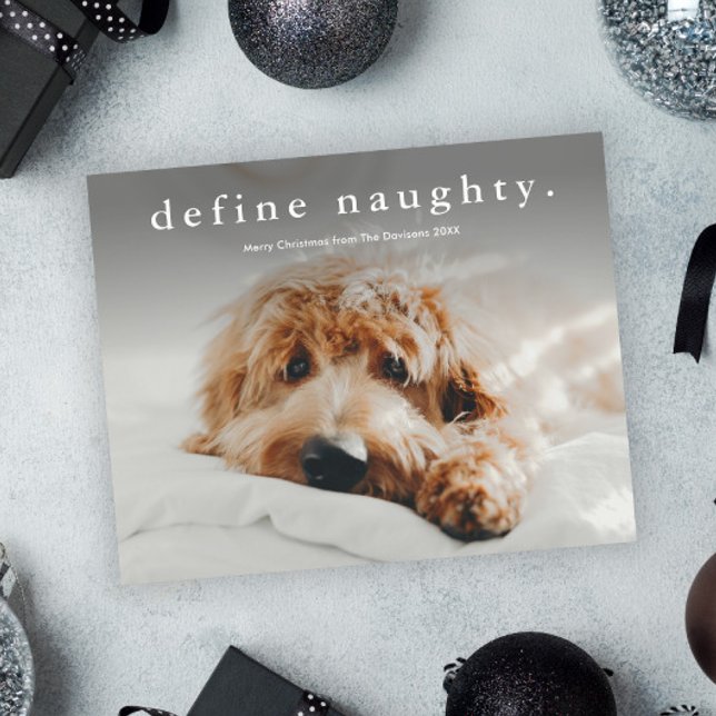 Cartão de Natal de Pet Divertido e com Orçamento D (Funny Naughty Pet Photo Christmas Holiday Card.)