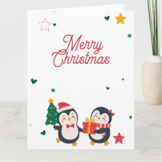 Cartão de Natal de Pinguins Fofos