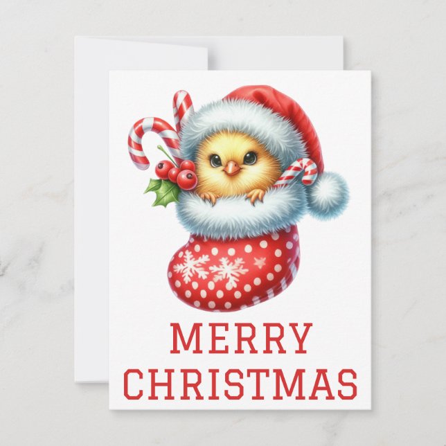 Cartão de Natal de Pintinho bonito (Frente)