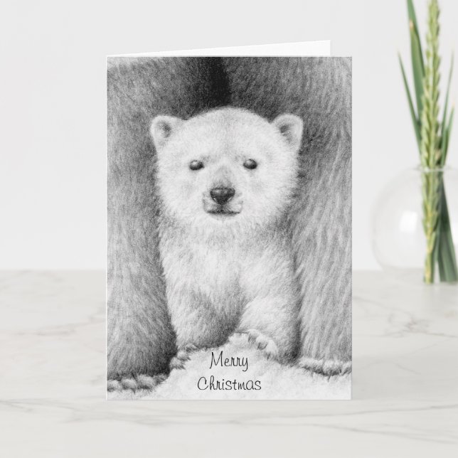 Cartão de Natal de Polar Bear Cub (Frente)