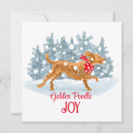 Cartão de Natal de poodle de ouro