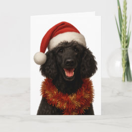 Cartão de Natal de Poodle preto fofo