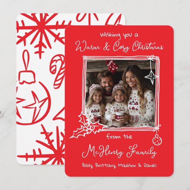 Cartão de Natal de Porte Desenrolado e Quente (Frente/Verso)