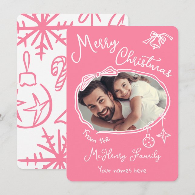 Cartão de Natal de Portografia Desenhado à Mão Bri (Frente/Verso)