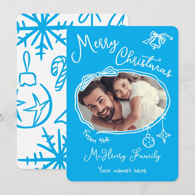 Cartão de Natal de Portografia Desenhado à Mão Bri (Frente/Verso)