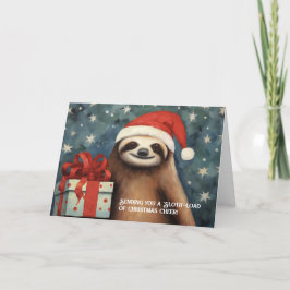 Cartão de Natal de Preguiça com um Presente