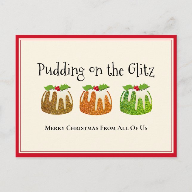 Cartão de Natal de Pudim Glitter (Frente)