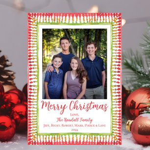 Cartão de Natal de Quadro Vermelho e Verde, Feriad