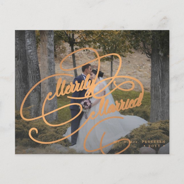 Cartão de Natal de recém-casados com fotografia (Frente)