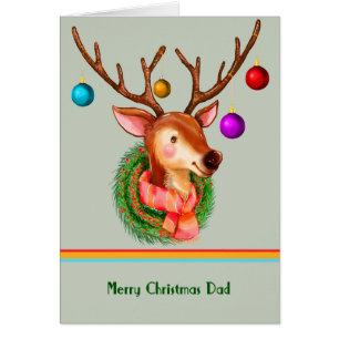 Cartão de Natal de Reindeer para Pai