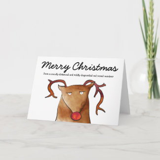 Cartão de Natal de renas socialmente distante