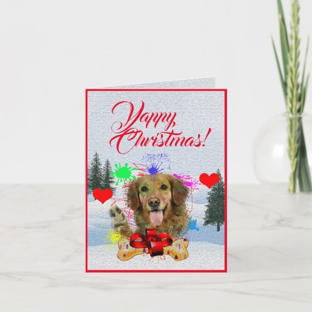 Cartão de Natal de Retriever de Ouro Cute Personal (Frente)