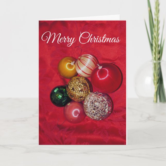 CARTÃO DE NATAL DE RETRO BALLS MERRY CHRISTMAS (Frente)