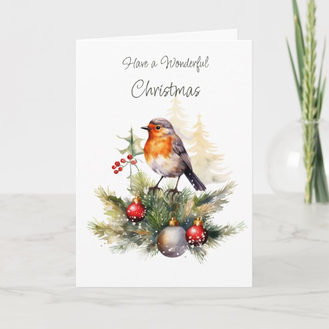 Cartão de Natal de Robin Pine Inverno (Frente)