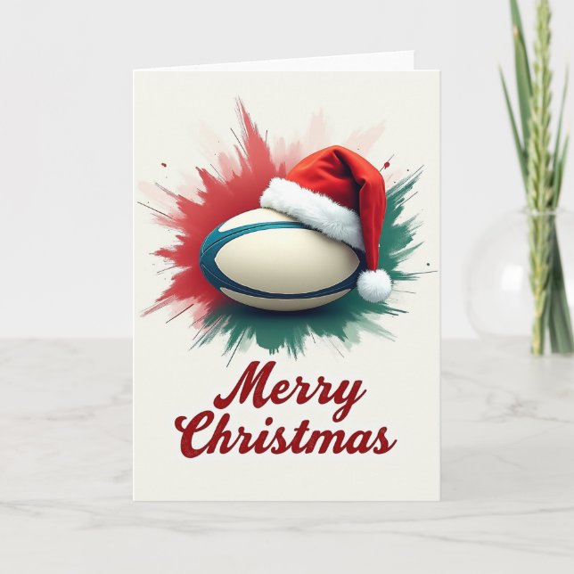 Cartão de Natal de Rugby (Frente)