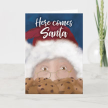 Cartão de Natal de Santa e Biscoitos em Aquarela