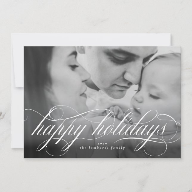 Cartão de Natal de Script de Feriados Felizes (Frente)