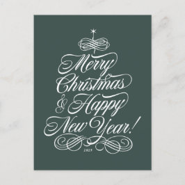 Cartão de Natal de Script em Verde