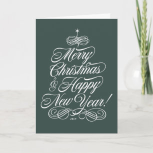 Cartão de Natal de Script em Verde
