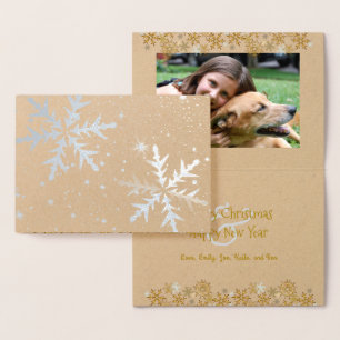 Cartão de Natal de Silver n Gold Foil Dobrada