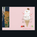 Cartão de Natal de Snowcone - Rosa<br><div class="desc">Esta adorável carta ilustrada apresenta um verdadeiro cone de neve junto com doces.</div>