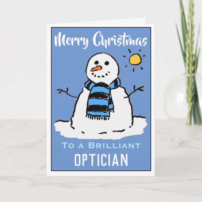 Cartão de Natal de Snowman divertido para um Optic (Frente)