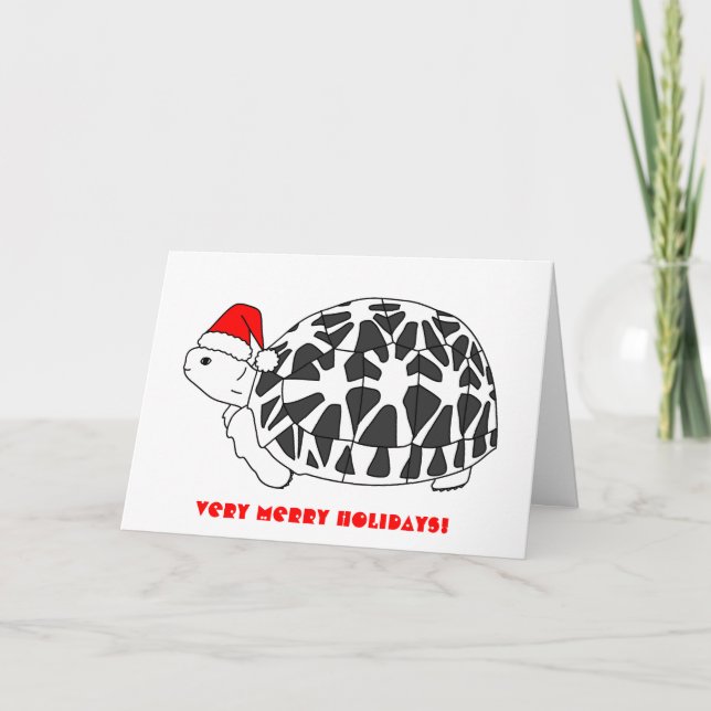 Cartão de Natal de Star Tortoise (chapéu de elfo) (Frente)