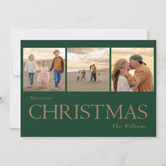 Cartão de Natal de Texto Dourado para Foto de Cola (Frente)