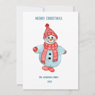 cartão de Natal de um boneco de neve