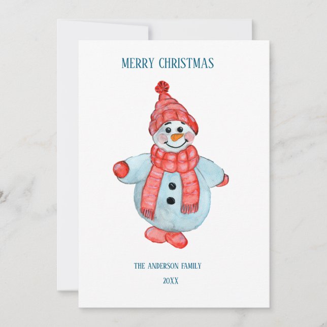 cartão de Natal de um boneco de neve (Frente)