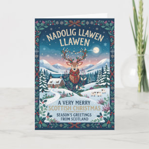Cartão de Natal de Vaca Highland Nadolig Llawen