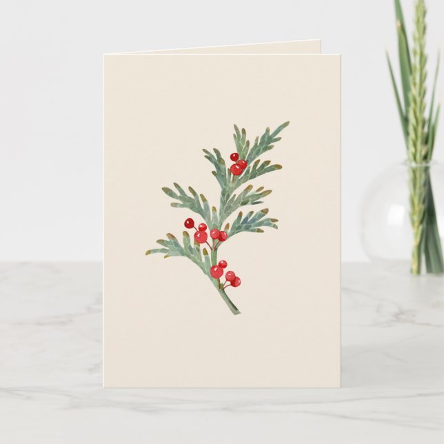 Cartão de Natal de vazio com Watercolor Juniper (Frente)