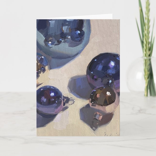 Cartão de Natal de Vazio de Aço Azul (Frente)