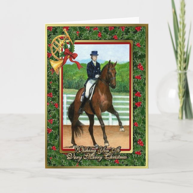 Cartão de Natal de Vazio Hanoverian Dressage Horse (Frente)