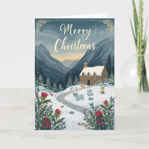 Cartão de Natal de Veado da Montanha Nevada