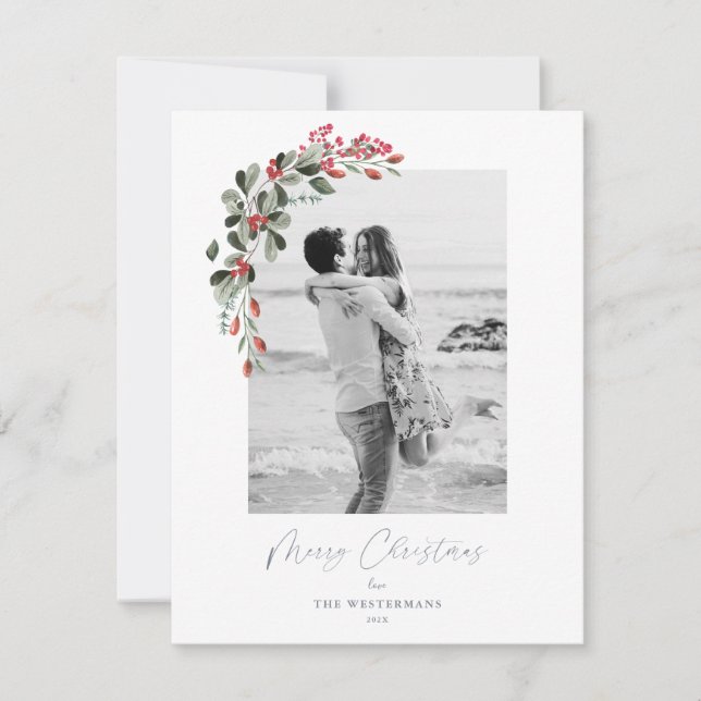 Cartão de Natal de Verde Botânico Moderno (Frente)