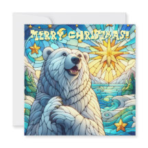 Cartão de Natal De Vidro De Frente Polar