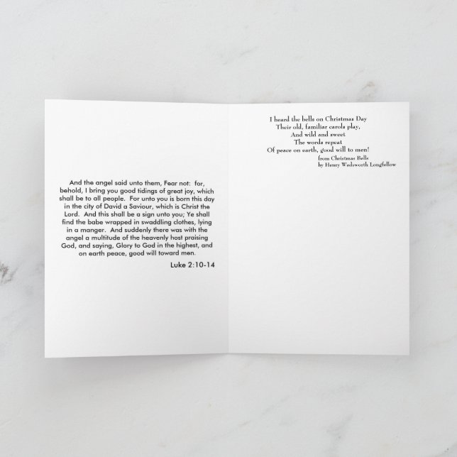 Cartão de Natal de Vidro Mantido para Paz e Bênção (Interior)