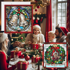 Cartão de Natal de Vidro Pintado Falso Sininhos de