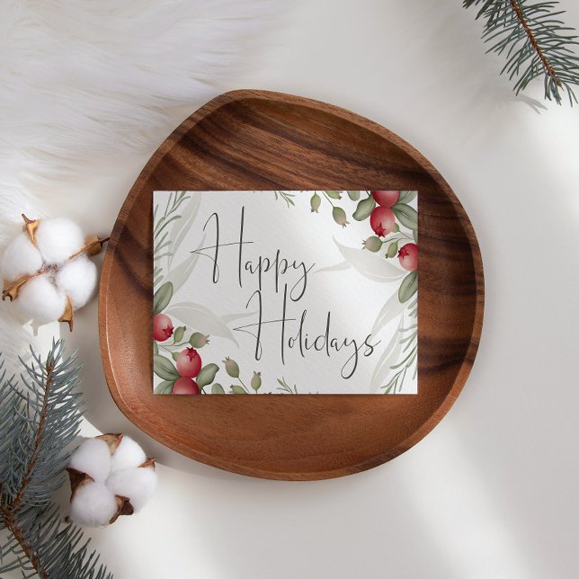 Cartão de Natal de Watercolor Cranberry Business (Criador carregado)