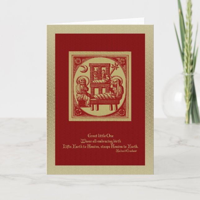 Cartão de Natal De Woodcut Natividade (Frente)