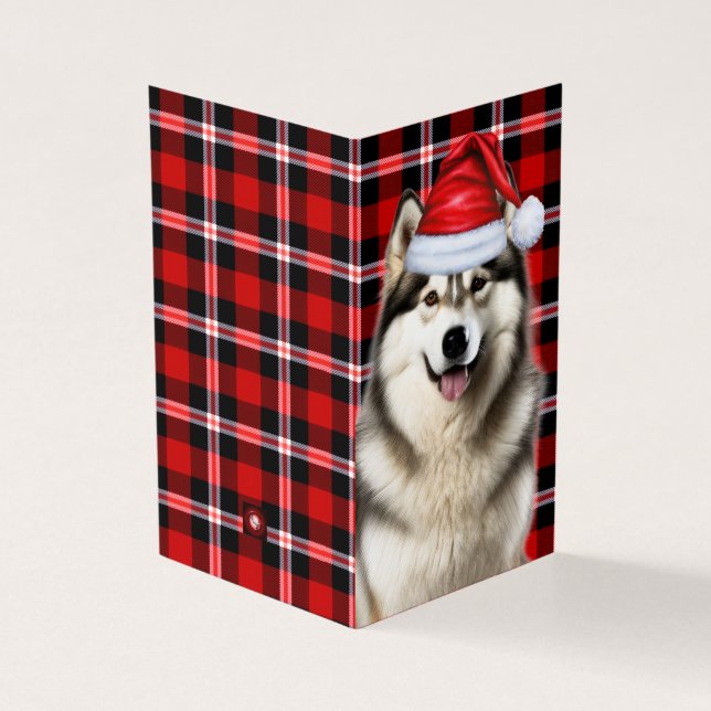 Cartão de Natal de Xadrez de Férias Malamute no Al (Exterior)