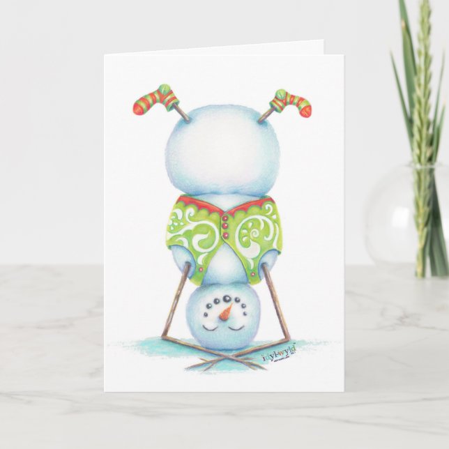 cartão de natal de yoga snowman/ escândalo (Frente)