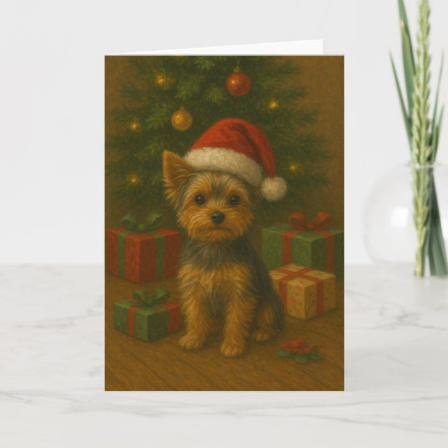 Cartão de Natal de Yorkie (Frente)